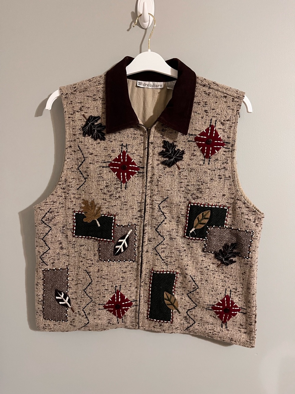 Vintage Dressbarn Wool-Blend Patchwork Vest